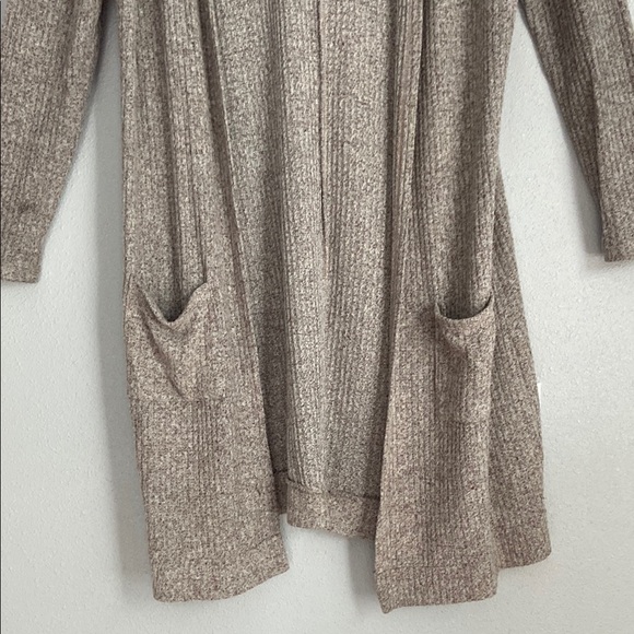 Unbranded Women's Beige Hooded Sweater Open Front Cardigan Long Sleeves Sz L - Picture 5 of 11